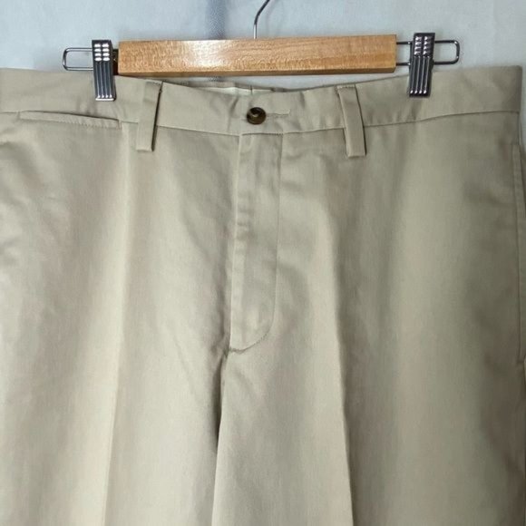 Eddie Bauer men’s casual dress pants ruston fit flat front tan/cream size 33” - Picture 4 of 16